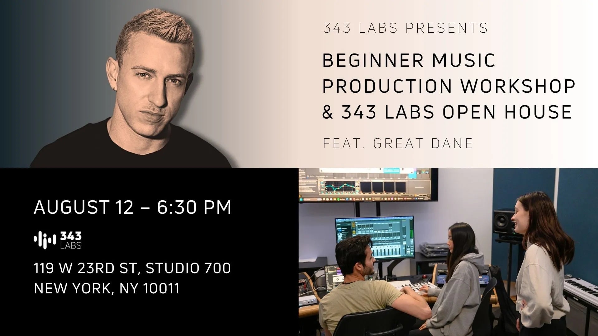Beginner Music Production Workshop + 343 Labs Open House